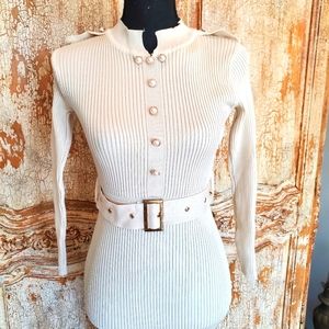 Beautiful Ivory Ribbed Sweater Dress size XL Fits 12-14 though